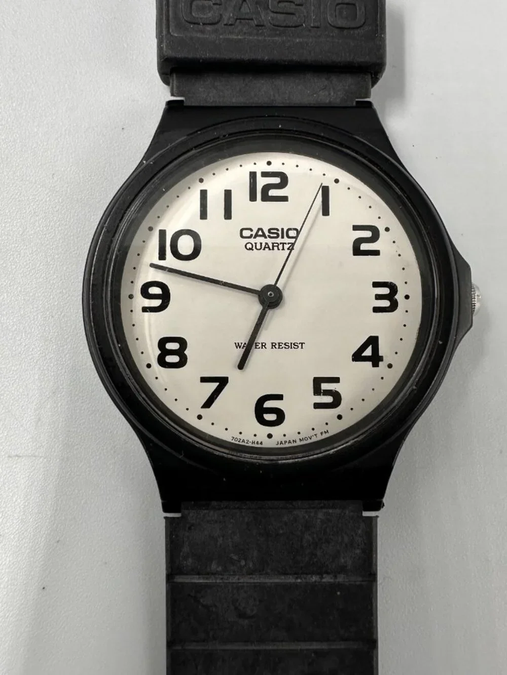 3/$30 Casio Watch Men White Dial Easy To Read Black Band MQ-24 New Battery 9